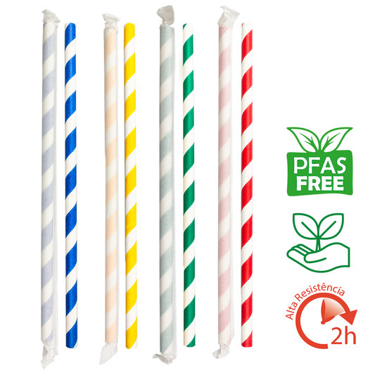 Pajita de papel recta multicolor de 0,8 x 23 cm (embalaje individual)