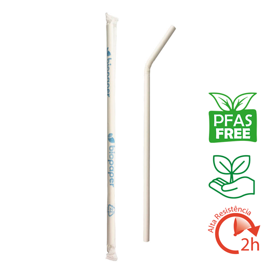 PAJITA DE PAPEL FLEXIBLE BLANCA 0,58X22CM (Embalaje Individual)