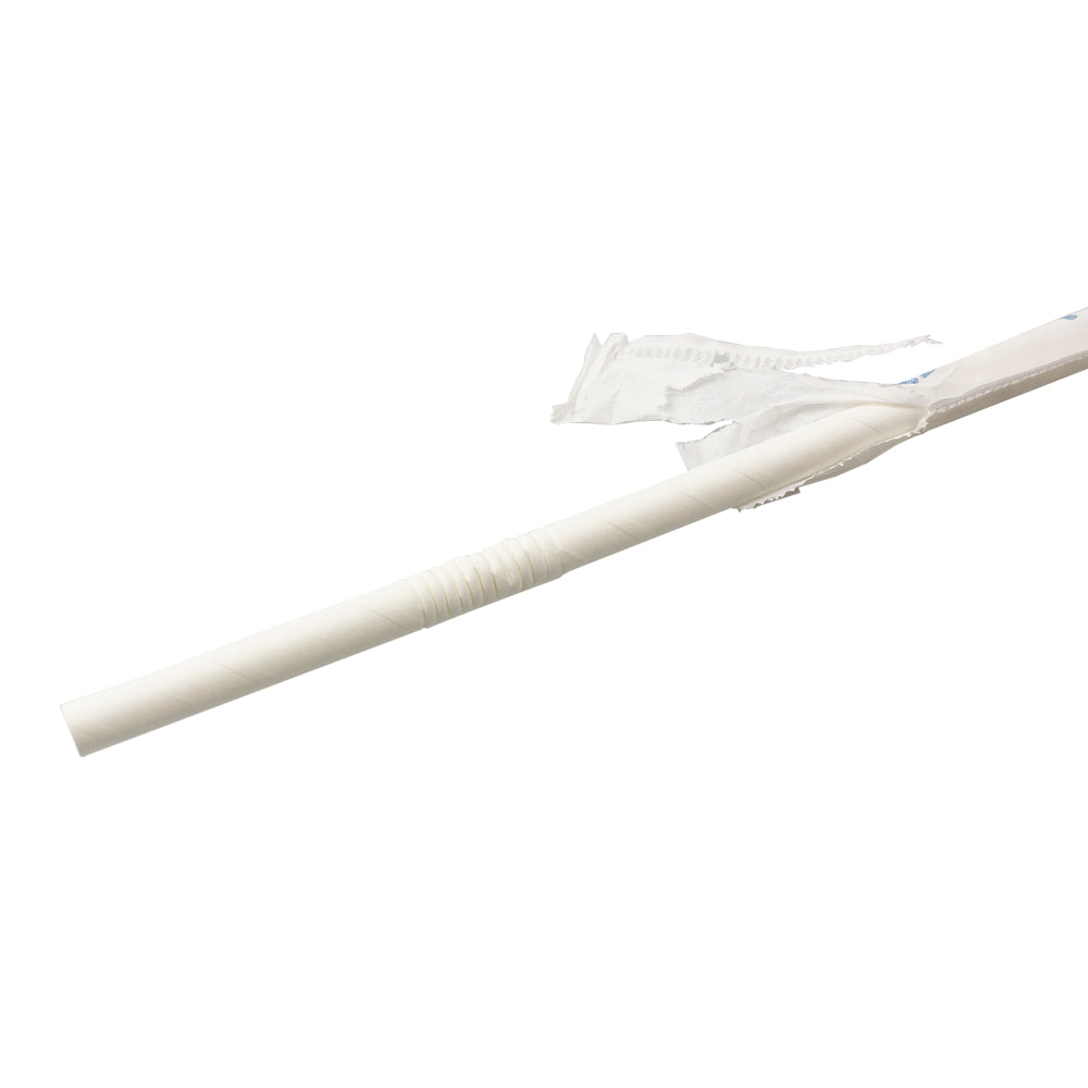 PAJITA DE PAPEL FLEXIBLE BLANCA 0,58X22CM (Embalaje Individual)