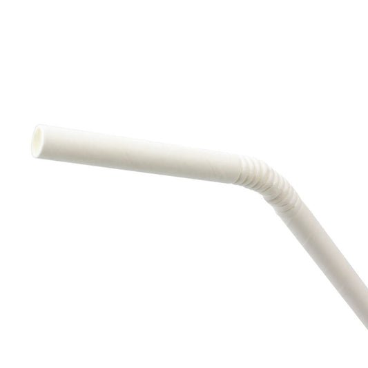 PAJITA DE PAPEL FLEXIBLE BLANCA 0,58X22CM (Embalaje Individual)