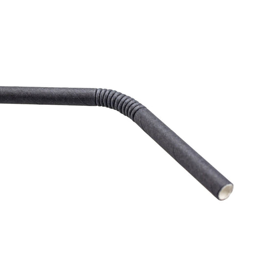 Pajita de papel flexible negra de 0,58 x 22 cm (embalaje individual)