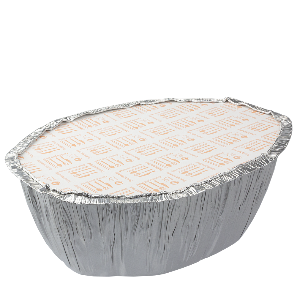 FORMA DE ALUMÍNIO OVAL COM TAMPA 2,6L (2600ML)