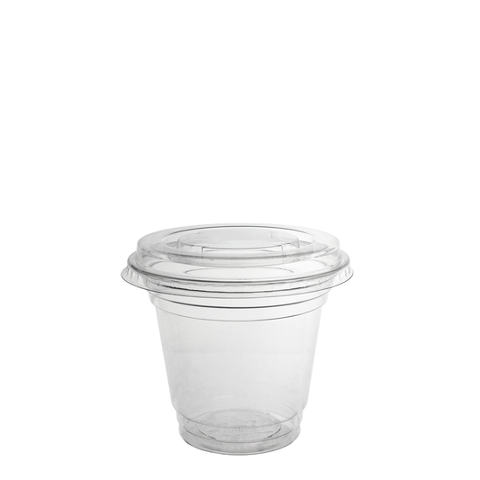 Taça (COPO) Em PET Com Tampa Rasa Sem Furo 24CL (240ML/8OZ)