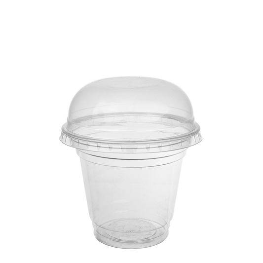 TAÇA (COPO) EM PET COM TAMPA ALTA SEM FURO 24CL (240ML/8OZ)