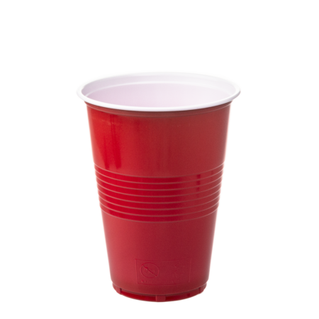 COPO EM PP VERMELHO E BRANCO 45CL (450ML)