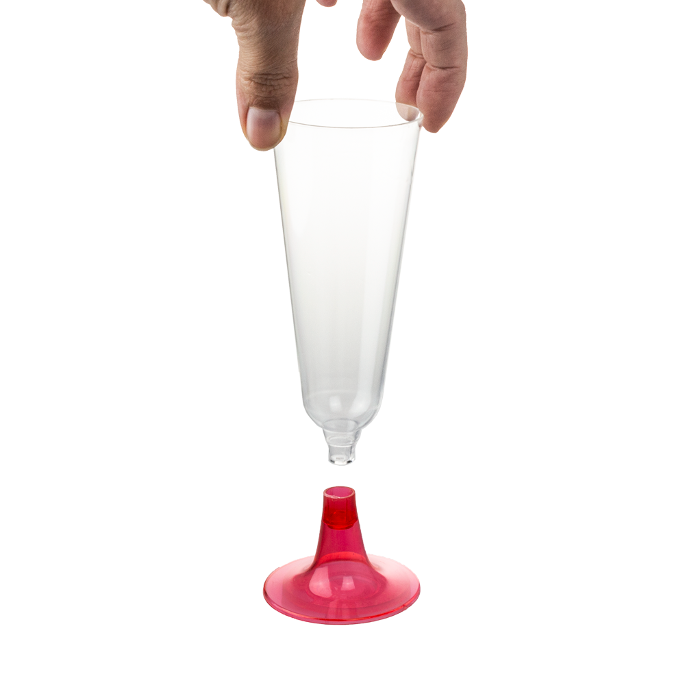 FLUTE Glass In Transparent PS With Red Stem 15CL (150ML)