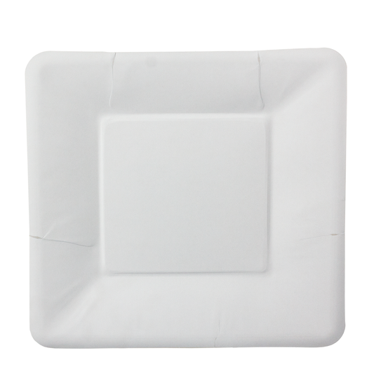 Paper Plate (CARDBOARD) White Square 18CM