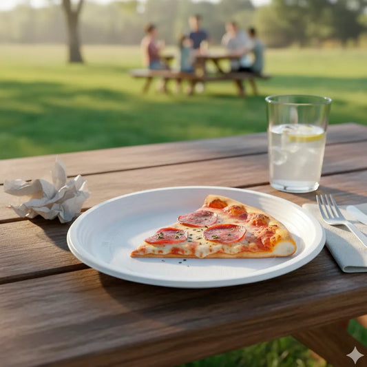 PRATO RASO REUTILIZÁVEL EM PS BRANCO 20,5CM