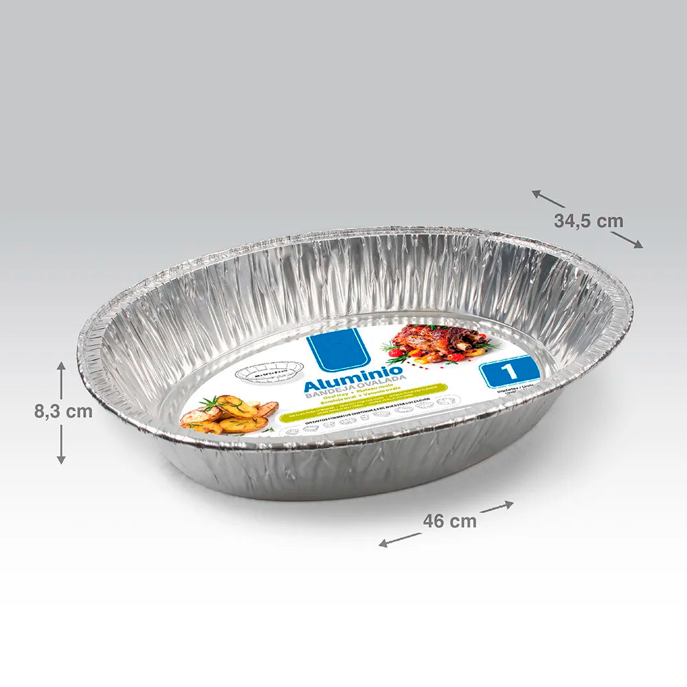 BANDEJA DE ALUMÍNIO OVAL 46×34,5×8,3CM