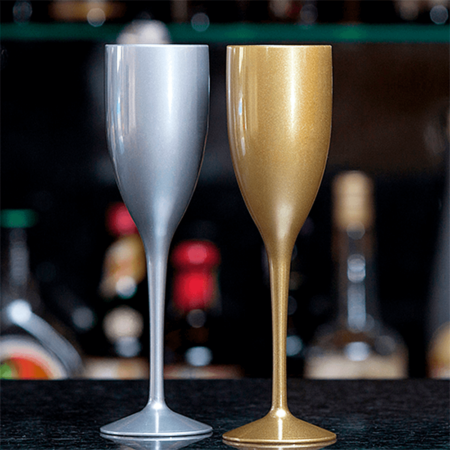 Copo FLUTE / CHAMPANHE / ESPUMANTE em PC Prata 10 cl (100 ml)