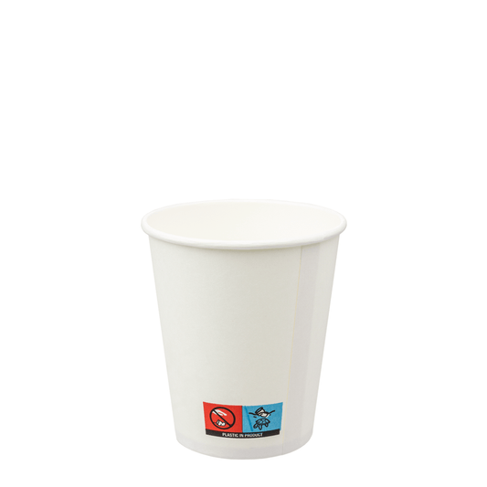 Vaso de cartón blanco con tapa y orificio blancos, 25 cl (250 ml/8 oz)