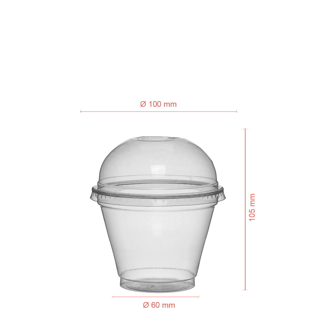 Cup (CUP) In rPET With Oval Lid Without Hole 28CL (280ML)