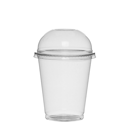 TAÇA (COPO) EM rPET COM TAMPA OVAL COM FURO 42,5CL (AFERIDO A 30CL)