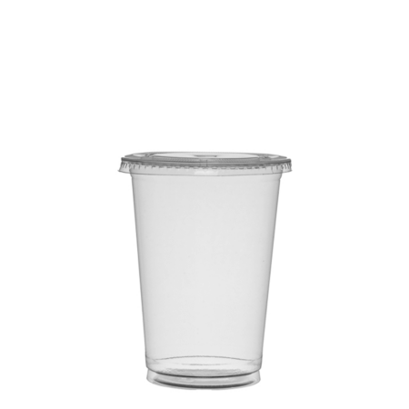 TAÇA (COPO) EM rPET COM TAMPA RASA COM FURO 42,5CL (AFERIDO A 30CL)