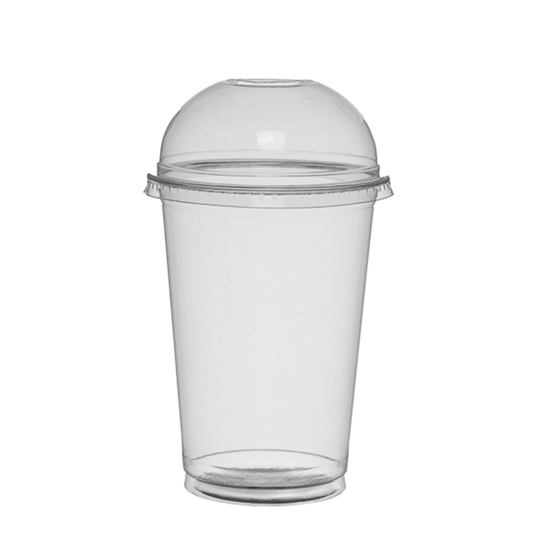 TAÇA (COPO) EM rPET COM TAMPA OVAL COM FURO 55CL (AFERIDO A 40CL)