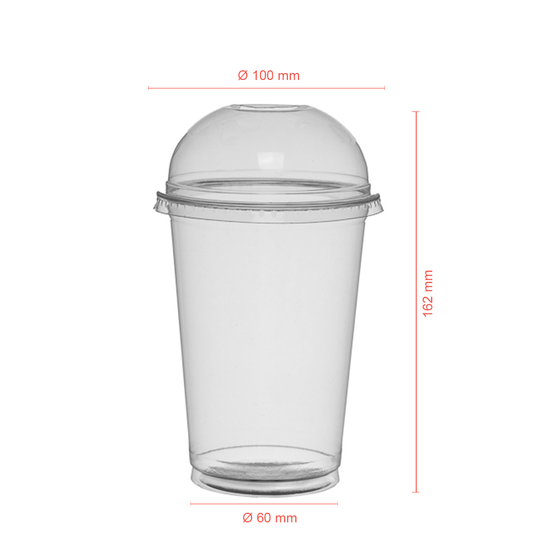 TAÇA (COPO) EM rPET COM TAMPA OVAL COM FURO 55CL (AFERIDO A 40CL)