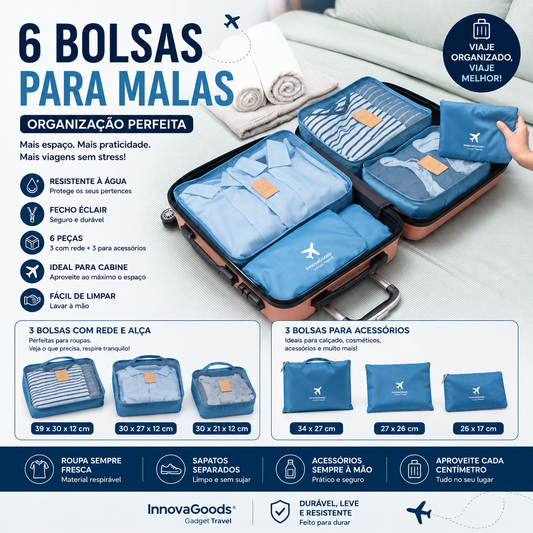 Conjunto de Bolsas de Organização para Malas Luggan - 6 Peças