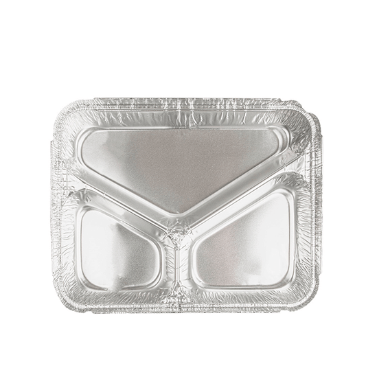 FORMA DE ALUMÍNIO COM TAMPA 38, 22 E 16,6CL COM 3 COMPARTIMENTOS