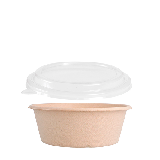 TAÇA/SALADEIRA EM BAGAÇO 60CL (600ML) COM TAMPA EM PET