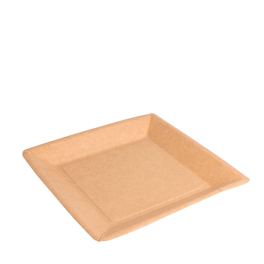 NATURAL LACQUERED PAPER PLATE (CARDBOARD) Square 18x18CM