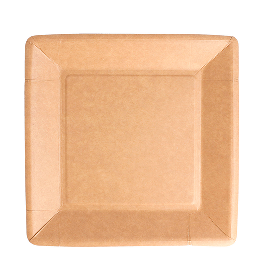 NATURAL LACQUERED PAPER PLATE (CARDBOARD) Square 18x18CM