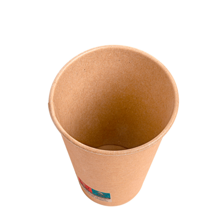 COPO DE PAPEL (CARTÃO) CASTANHO TAMPA BRANCA EM PAPEL 36CL (360ML/12OZ)
