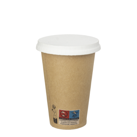 COPO DE PAPEL (CARTÃO) CASTANHO TAMPA BRANCA EM PAPEL 36CL (360ML/12OZ)