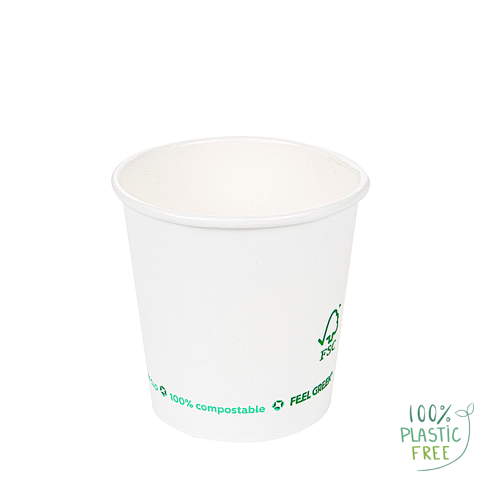 Copo de Papel (CARTÃO) PLASTIC FREE Branco 12CL (120ML)
