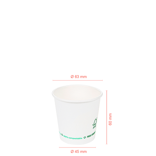 Paper Cup (CARDBOARD) PLASTIC FREE White 12CL (120ML)