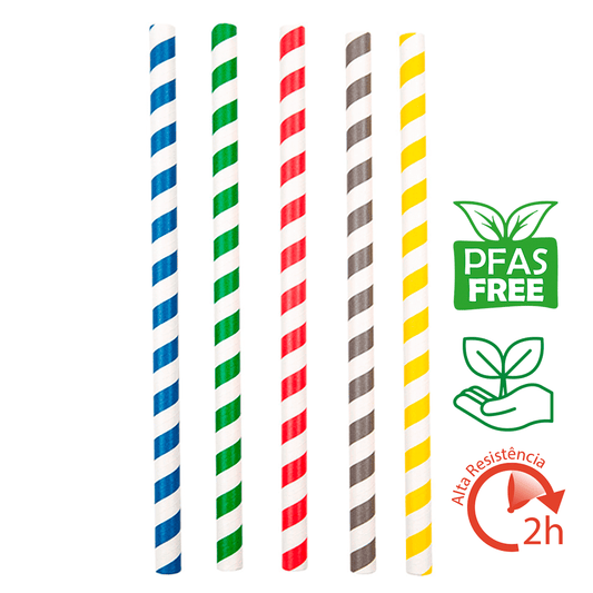 Pajita de papel rayada recta 1x20cm (surtida)