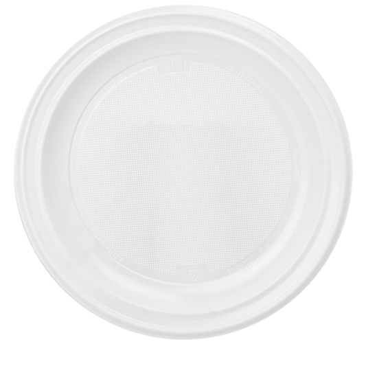 PRATO RASO REUTILIZÁVEL EM PS BRANCO 22CM