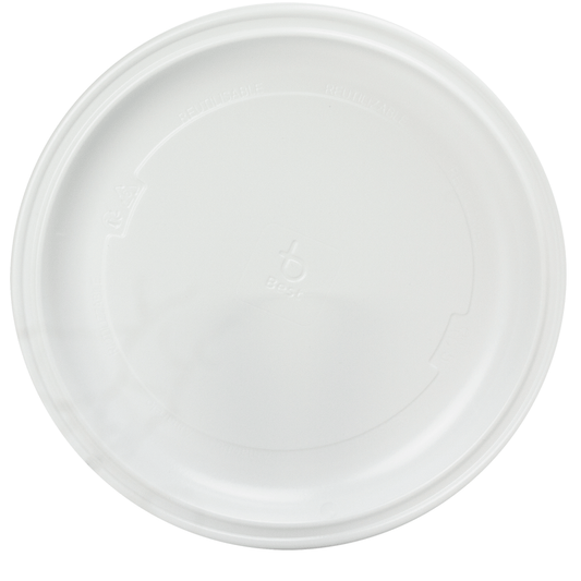 PRATO RASO REUTILIZÁVEL EM PS BRANCO 25CM