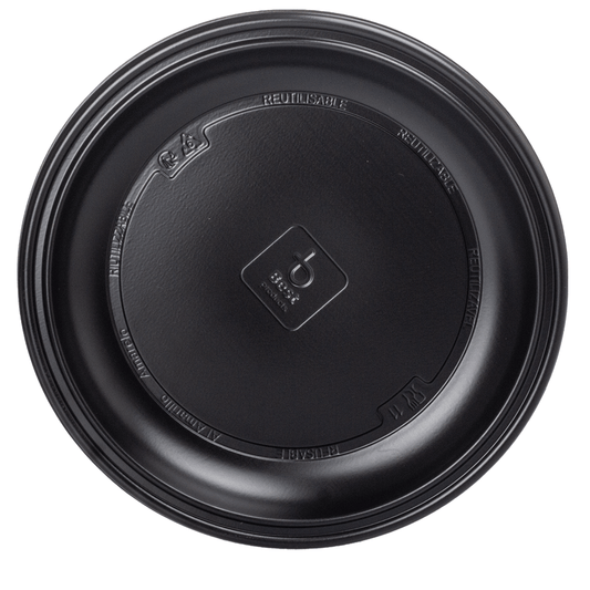PRATO RASO REUTILIZÁVEL EM PS PRETO 22CM