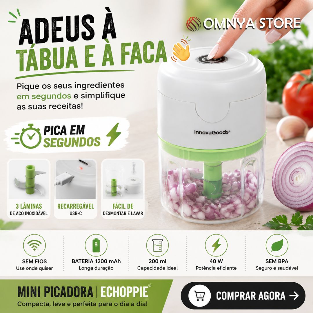 Mini Picadora Elétrica Recarregável Echoppie 200 ml