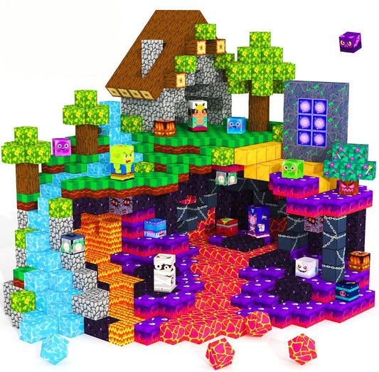 Conjunto de 100 Peças de Blocos de Construção Magnéticos - Cubos Magnéticos Empilháveis, Estradas com Carros, STEM Montessori