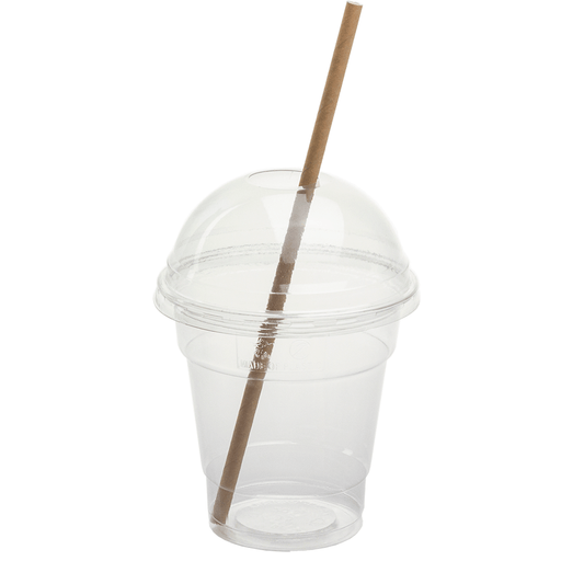 TAÇA (COPO) EM PET COM TAMPA ALTA COM FURO 30CL (300ML/10OZ)