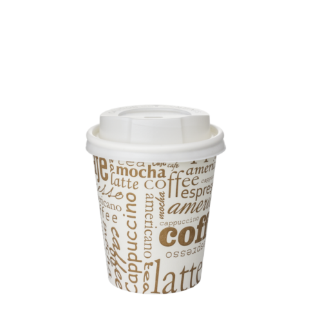 COPO DE PAPEL (CARTÃO) CAPPUCCINO TAMPA BRANCA COM DIRETIVA UE 24 CL (240ML/8OZ)