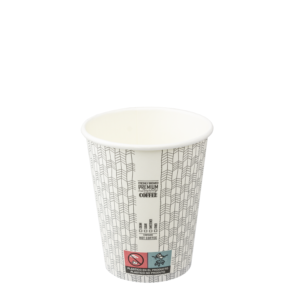 Vaso de Papel COFFEE TIME (CARTÓN) Con Tapa Blanca - DIR. UE 24CL (240ML/8OZ)