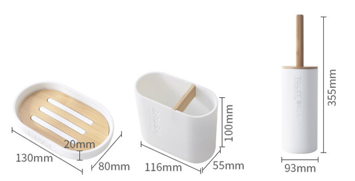 Conjunto de Acessórios para Banheiro e Porta-Escova de Dente de Bambu