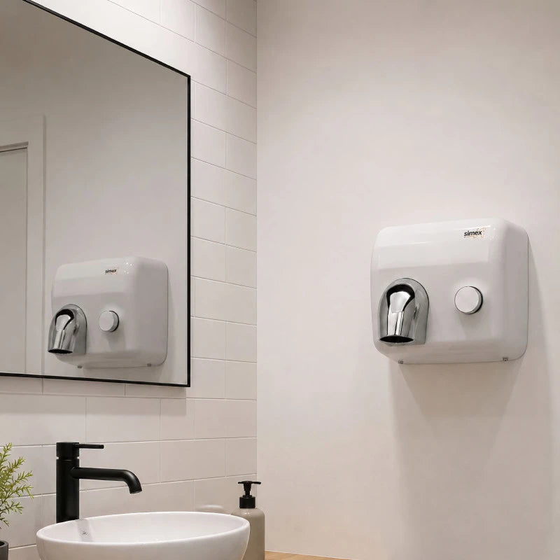 Secador de Mãos com Botão Inox Flow 2300W – Branco