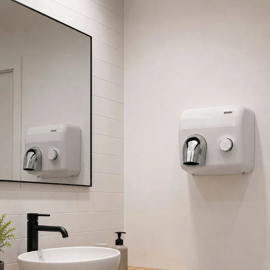 SECADOR DE MANOS CON PULSADOR - Inox Flow - Blanco