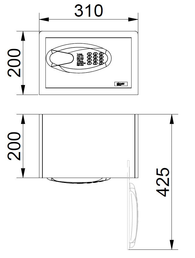 Interior do cofre digital Smart Simex de 12 litros