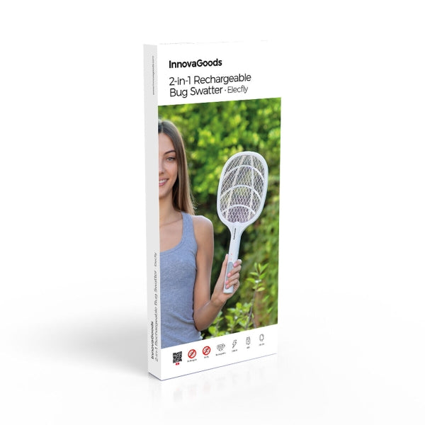 Raquete para Matar Insetos Recarregável com Luz UV 2 em 1 Elecfly