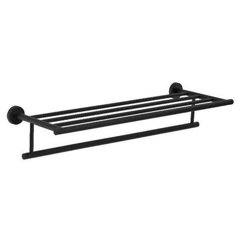 Prateleira Com Barra de Toalha Inferior - Série CLASSIC - Negro