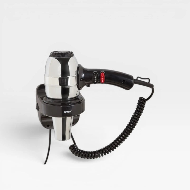 SECADOR DE CABELO COM SUPORTE - 1.800 W Preto e Cromado - PAREDE
