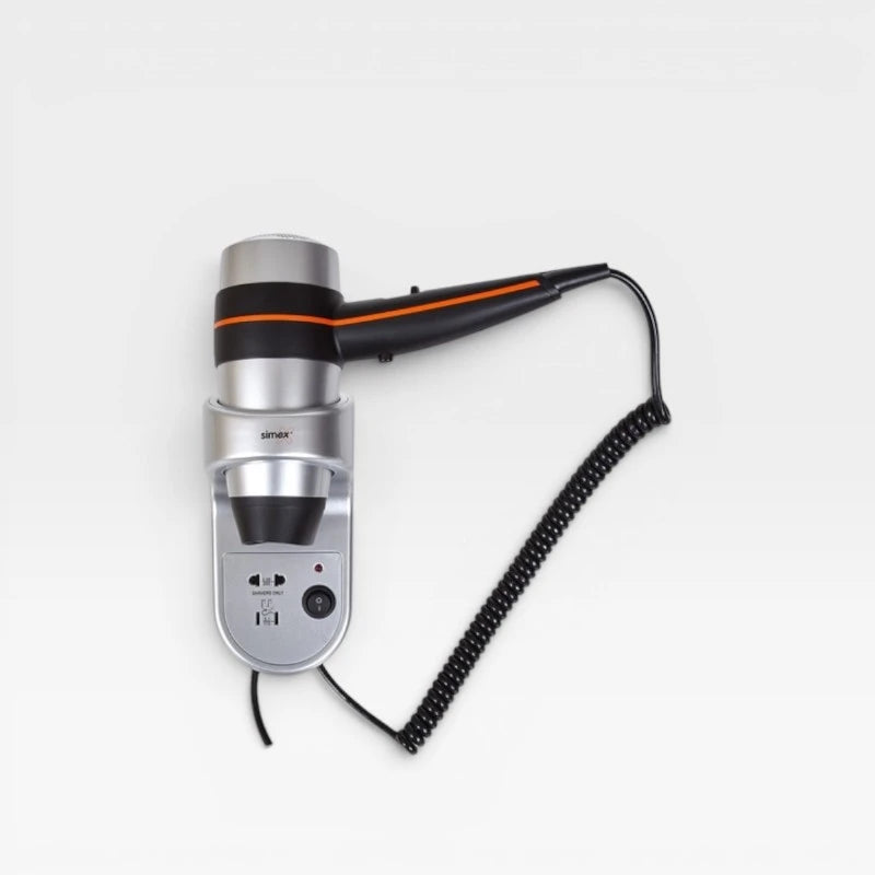 SECADOR DE CABELO COM SUPORTE E TOMADA - 1.800 W Prateado - PAREDE
