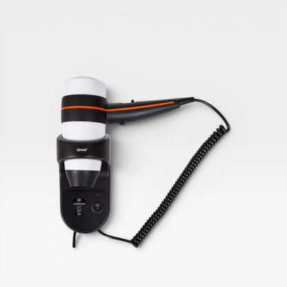 SECADOR DE PELO CON SOPORTE Y ENCHUFE - 1.800 W Plateado - PARED