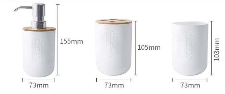 Conjunto de Acessórios para Banheiro e Porta-Escova de Dente de Bambu