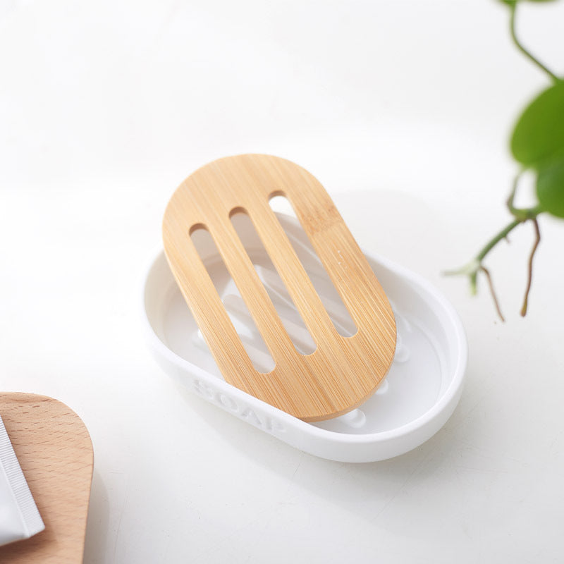 Conjunto de Acessórios para Banheiro e Porta-Escova de Dente de Bambu
