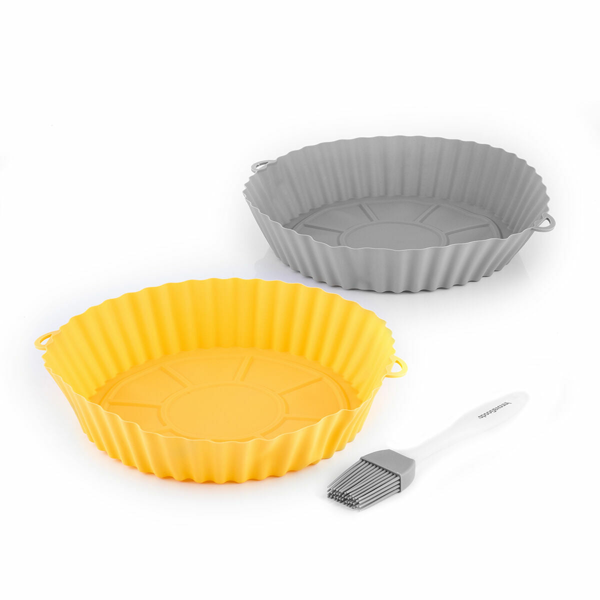 Conjunto de 4 Formas de Silicone para Air Fryer com Pegas e 2 Pincéis Mollicon
